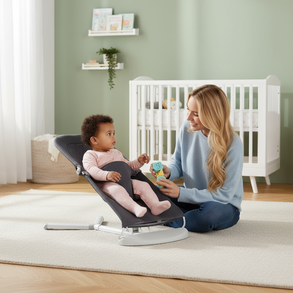 Baby Bouncer Balance Soft with 2 Reclining Angles - Gray