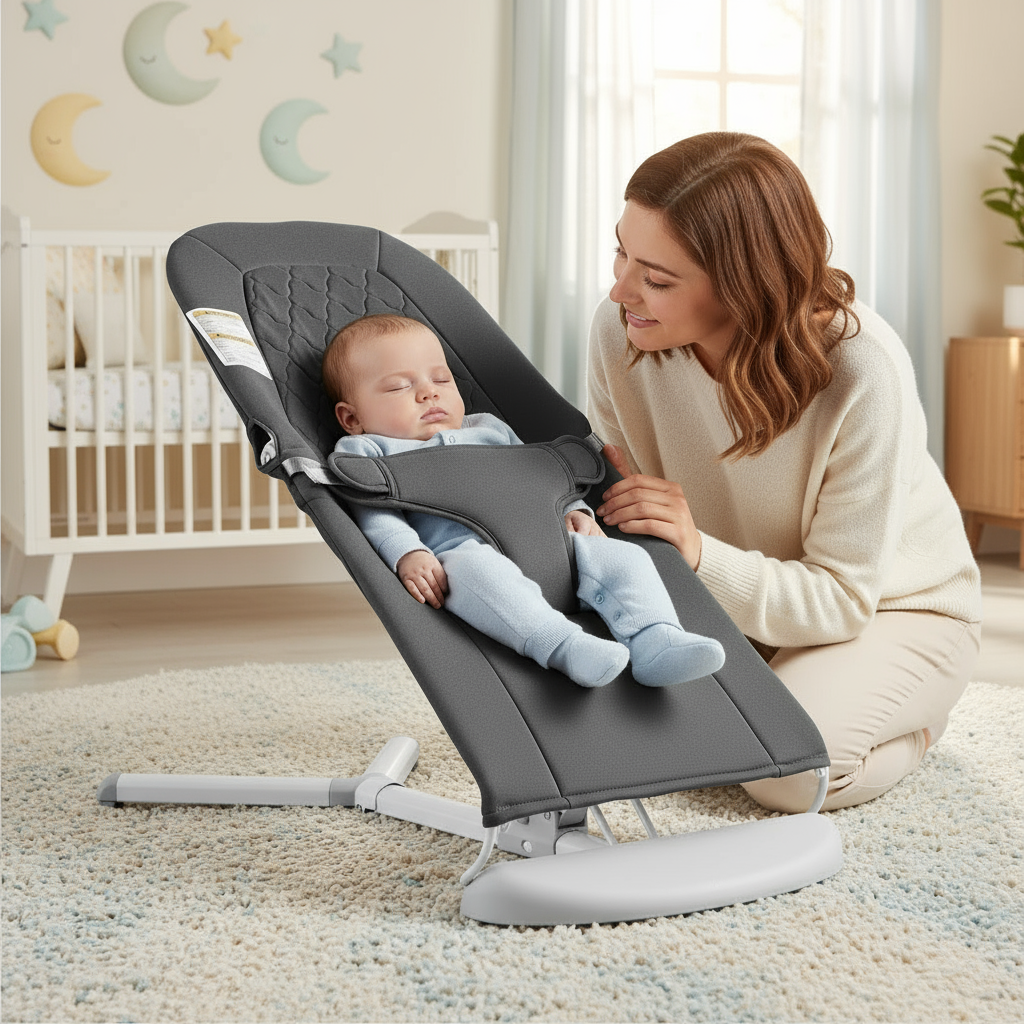 Baby Bouncer Balance Soft with 2 Reclining Angles - Gray