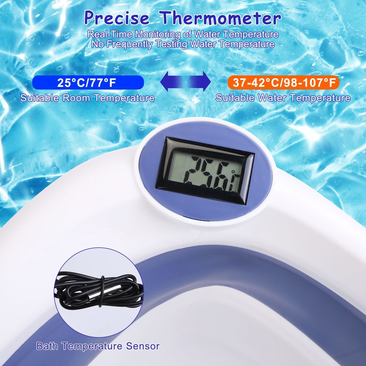 Digital Thermometer Baby Bath With Built In Thermometer Foldable - Main Image